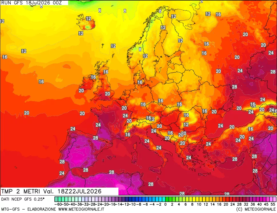 mappa Temp 2 metri