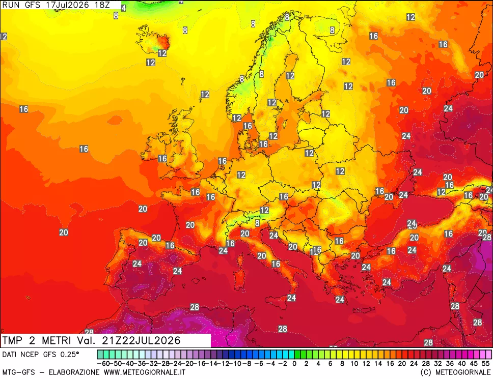 mappa Temp 2 metri