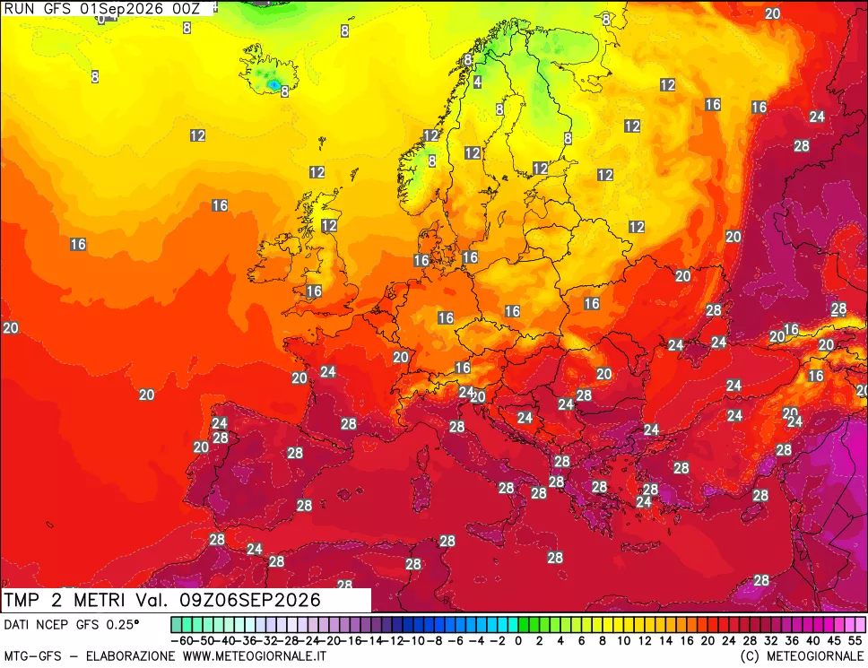 mappa Temp 2 metri