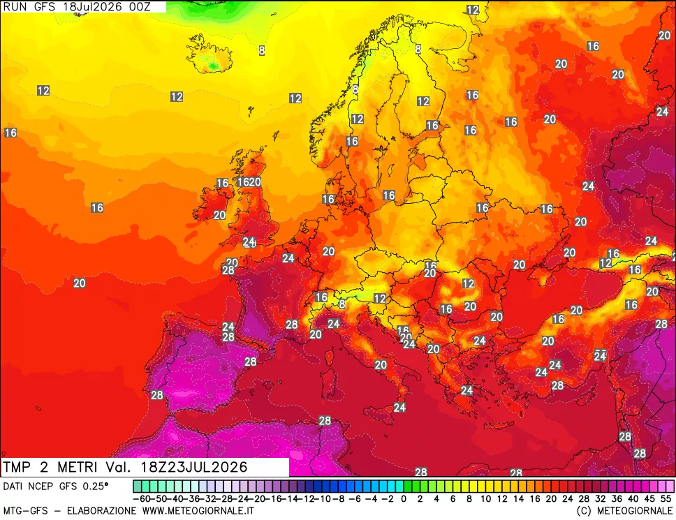 mappa Temp 2 metri