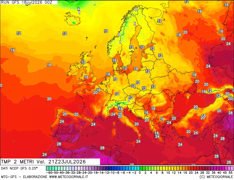 mappa Temp 2 metri