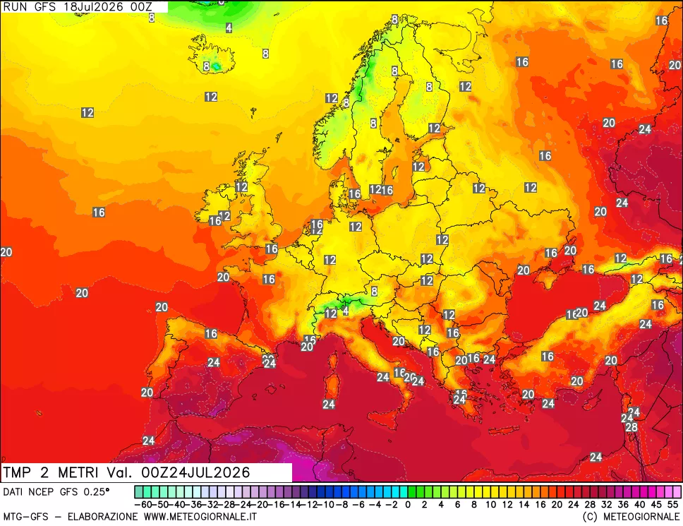 mappa Temp 2 metri