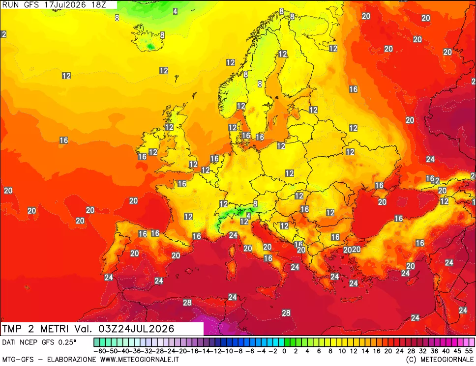 mappa Temp 2 metri