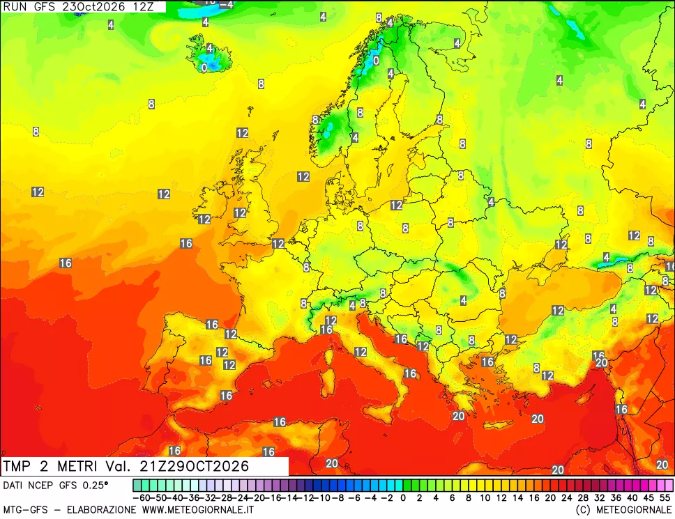 mappa Temp 2 metri