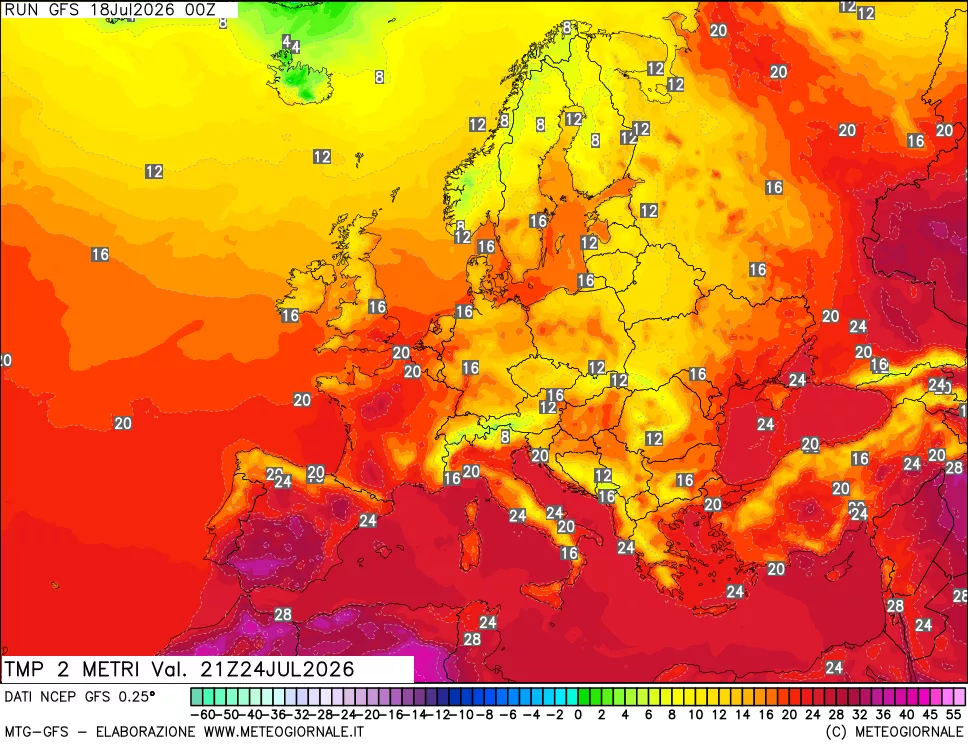 mappa Temp 2 metri