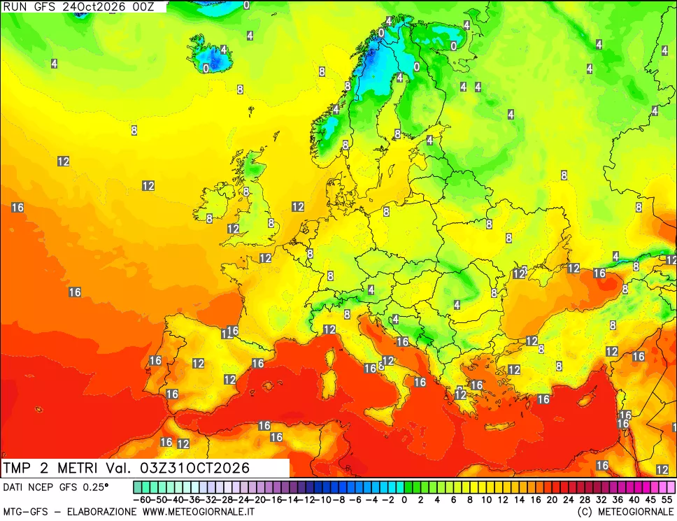 mappa Temp 2 metri