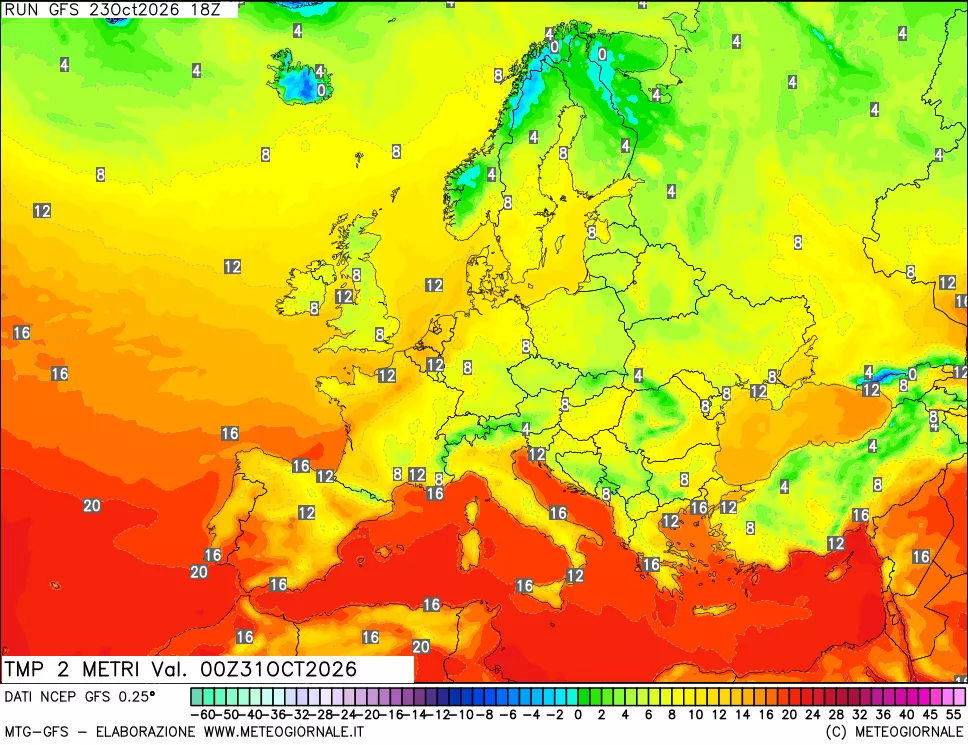 mappa Temp 2 metri