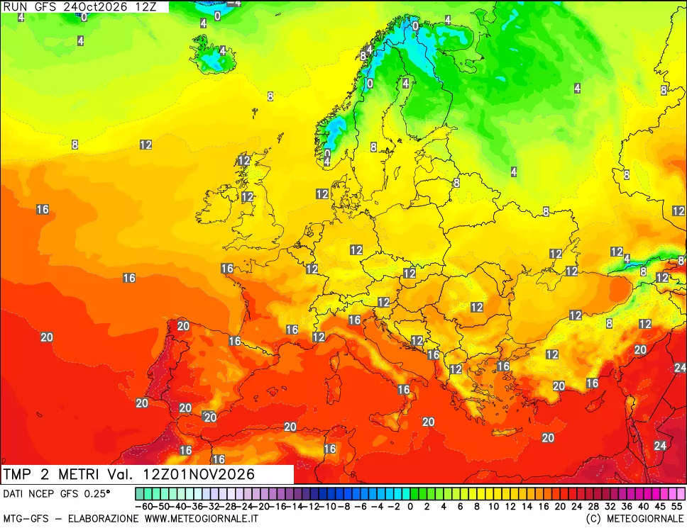 mappa Temp 2 metri