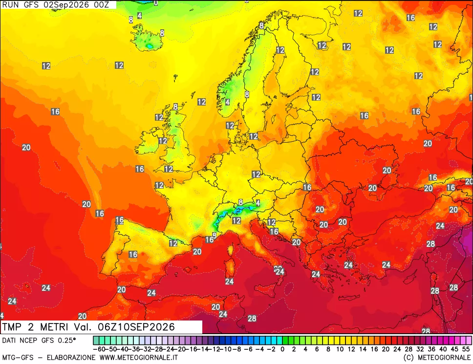 mappa Temp 2 metri