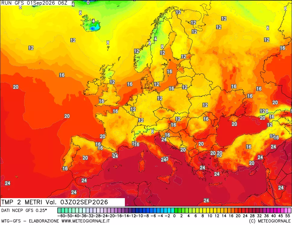 mappa Temp 2 metri