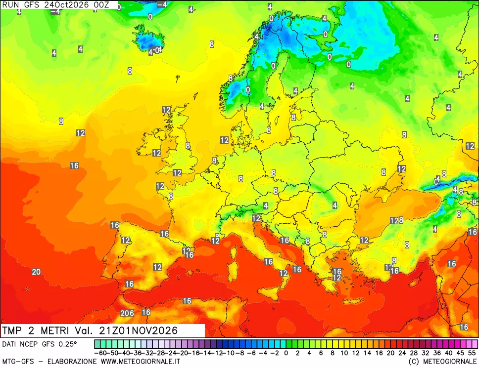 mappa Temp 2 metri