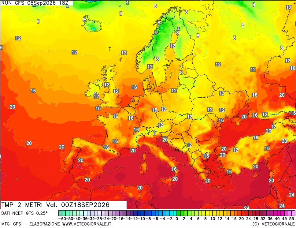 mappa Temp 2 metri