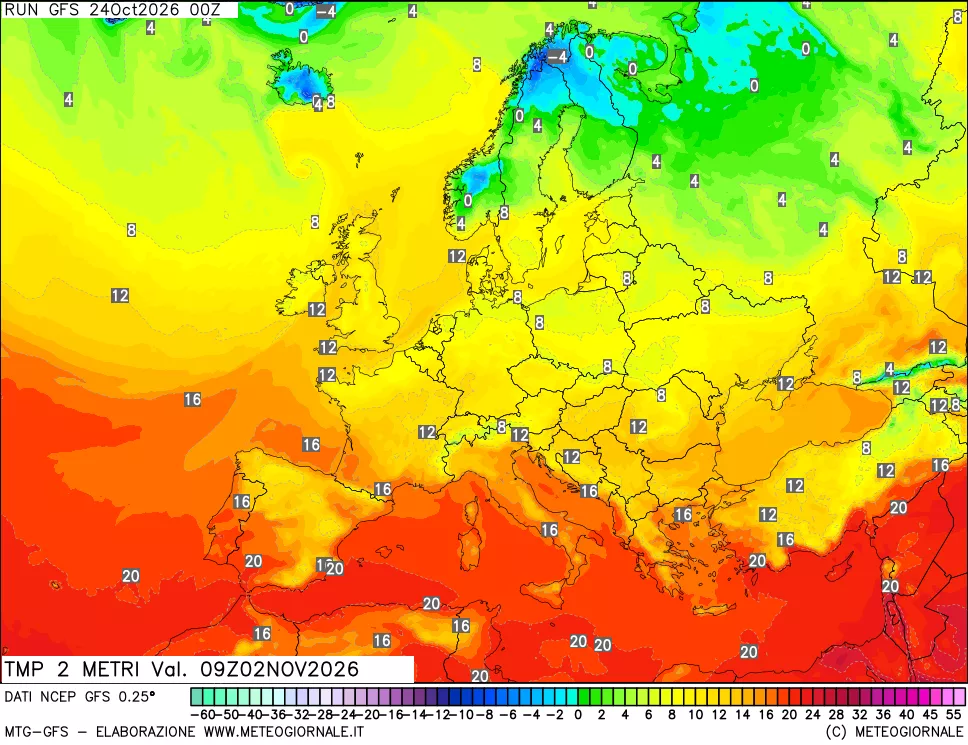 mappa Temp 2 metri