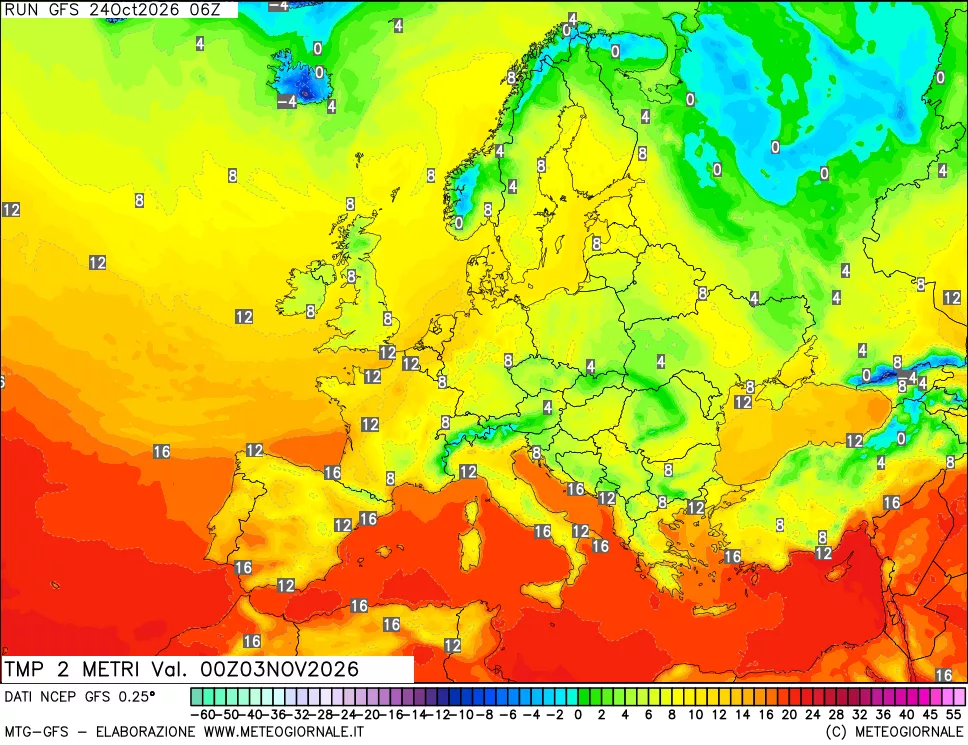 mappa Temp 2 metri