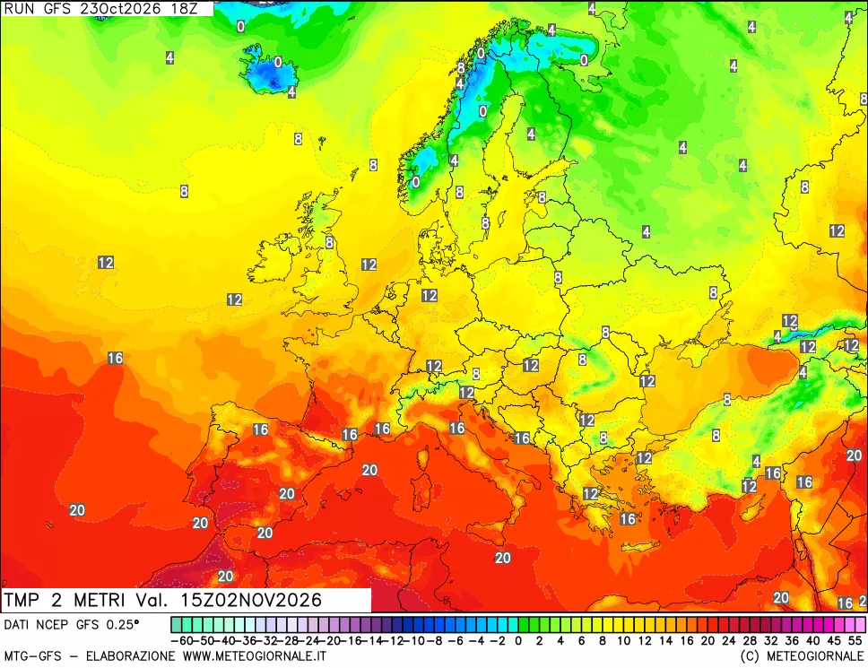 mappa Temp 2 metri