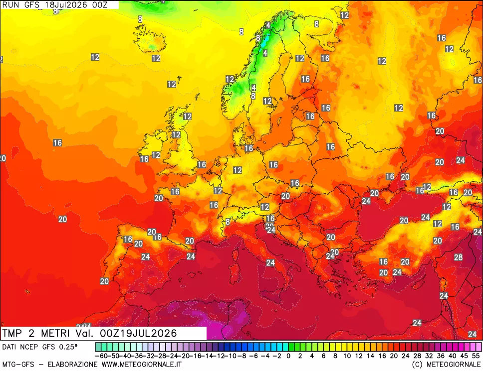 mappa Temp 2 metri