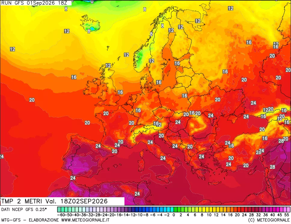 mappa Temp 2 metri