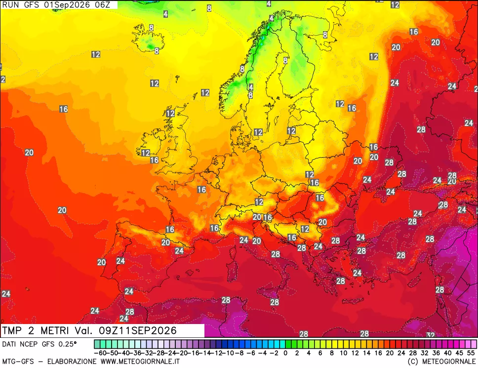 mappa Temp 2 metri