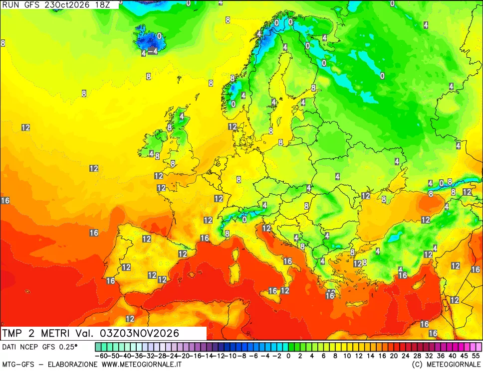 mappa Temp 2 metri