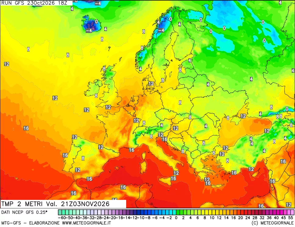 mappa Temp 2 metri
