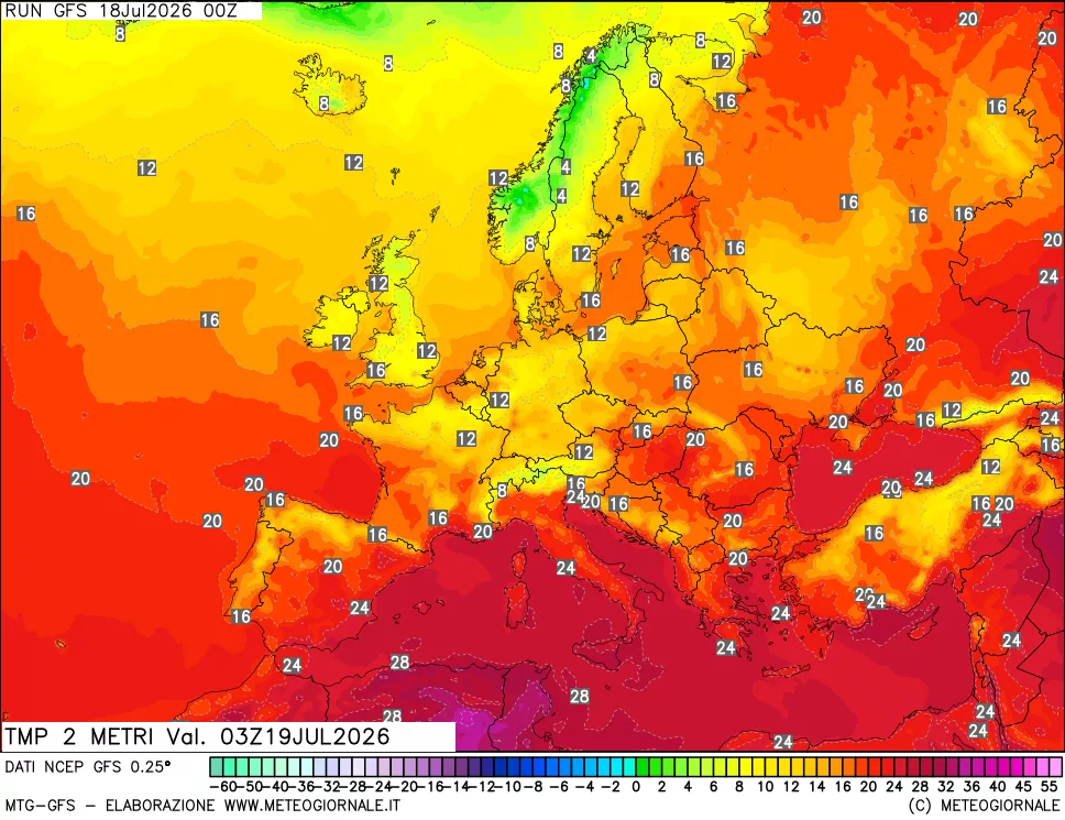 mappa Temp 2 metri