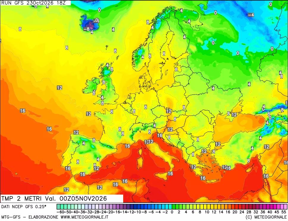 mappa Temp 2 metri