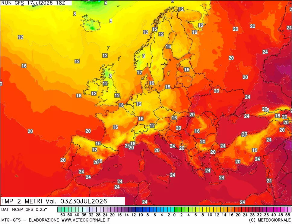 mappa Temp 2 metri