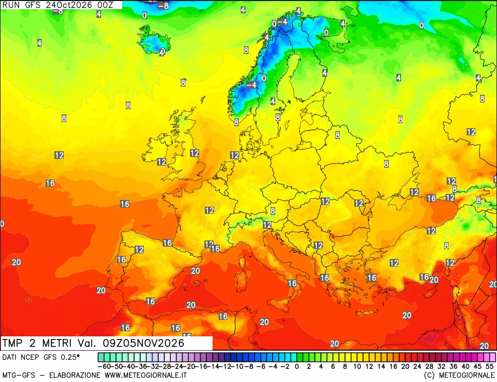 mappa Temp 2 metri
