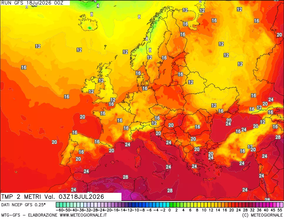 mappa Temp 2 metri