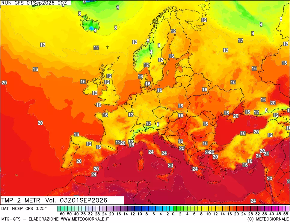 mappa Temp 2 metri