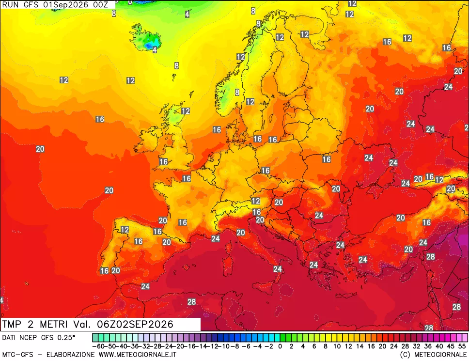 mappa Temp 2 metri