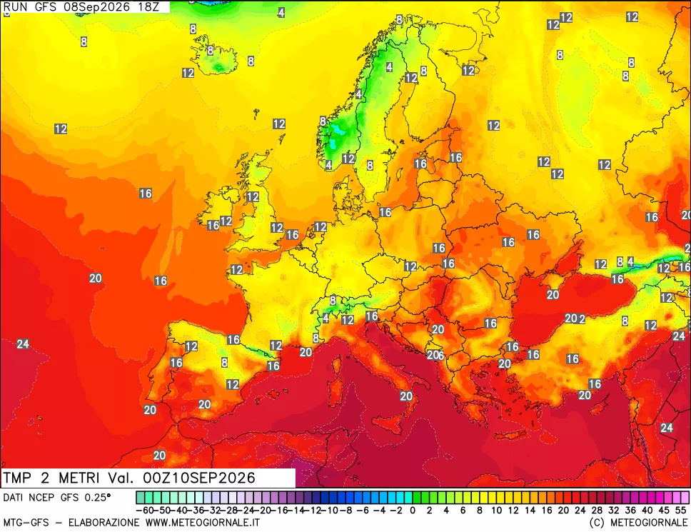 mappa Temp 2 metri