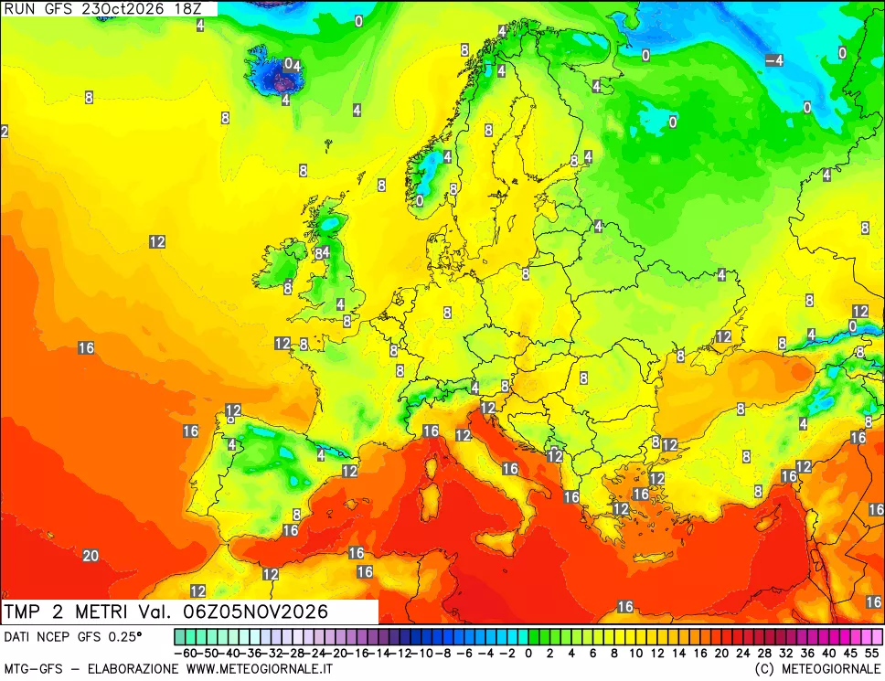 mappa Temp 2 metri