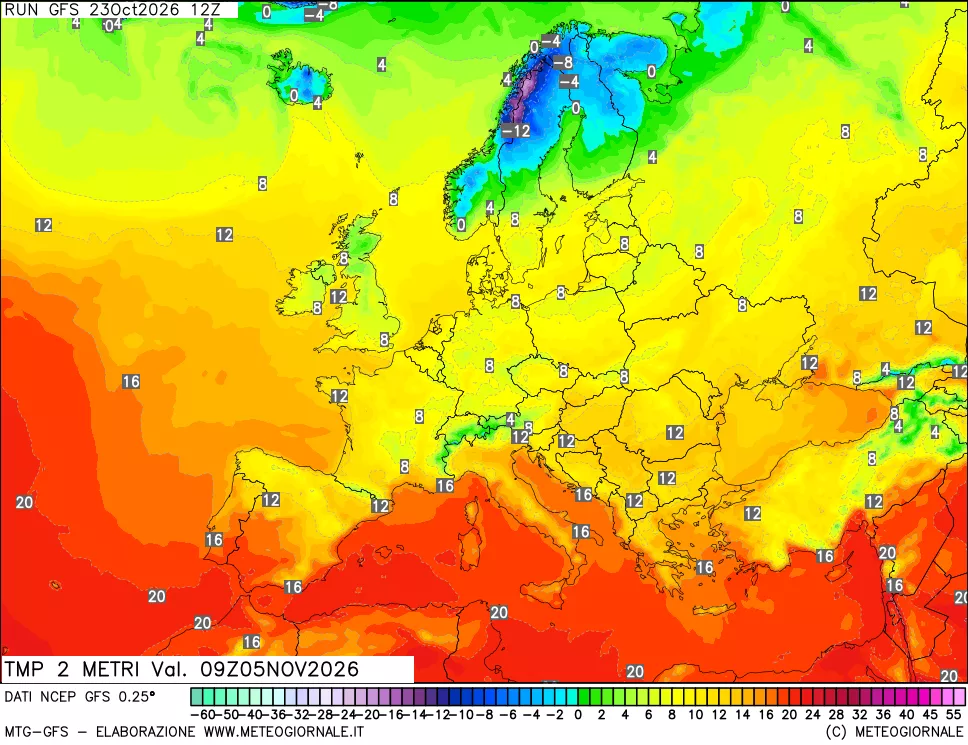 mappa Temp 2 metri