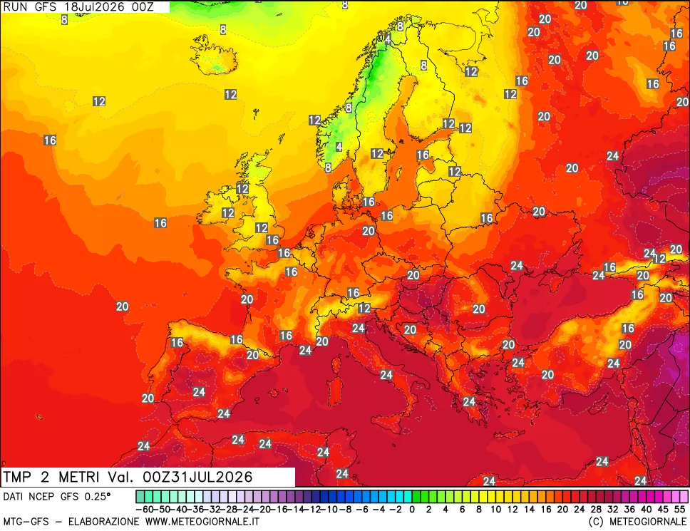 mappa Temp 2 metri