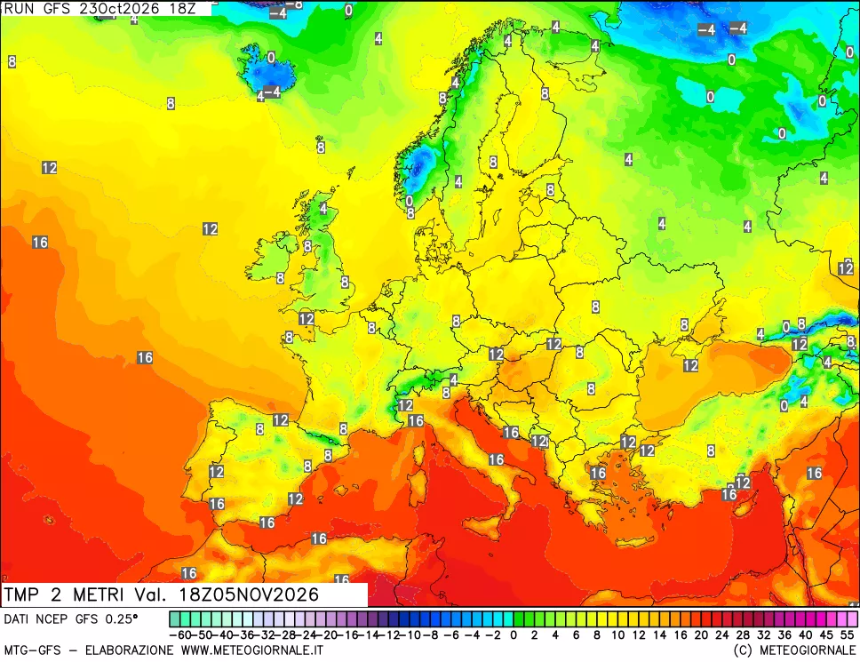 mappa Temp 2 metri