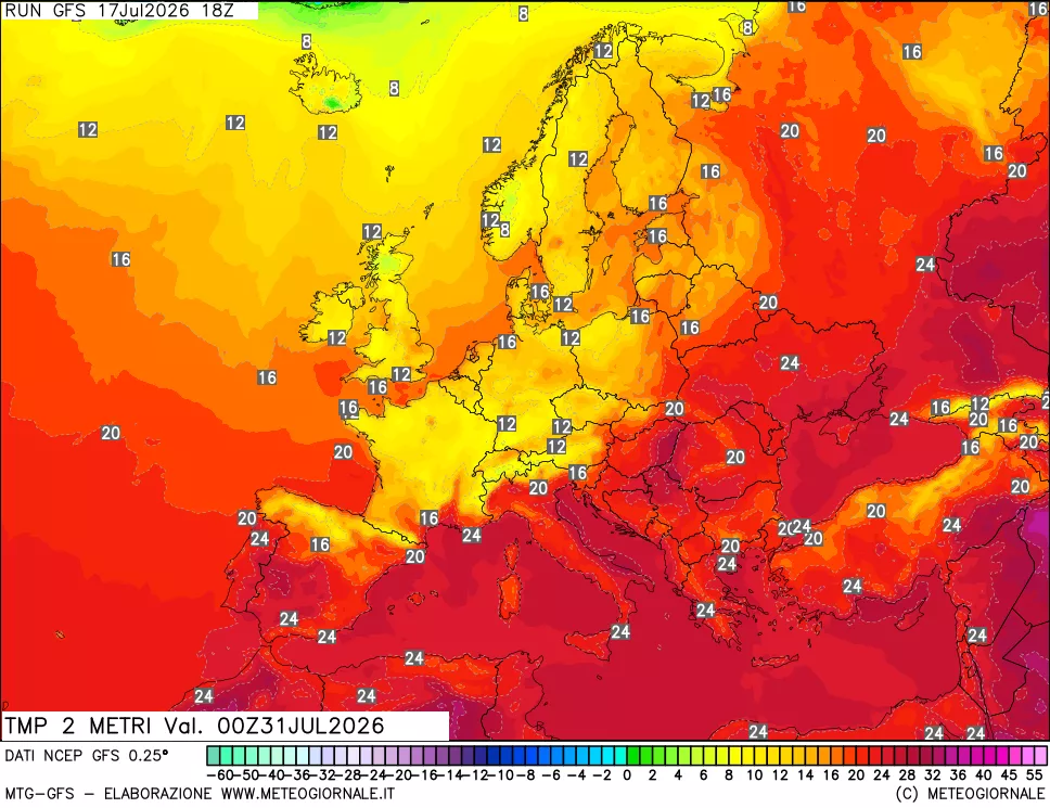 mappa Temp 2 metri