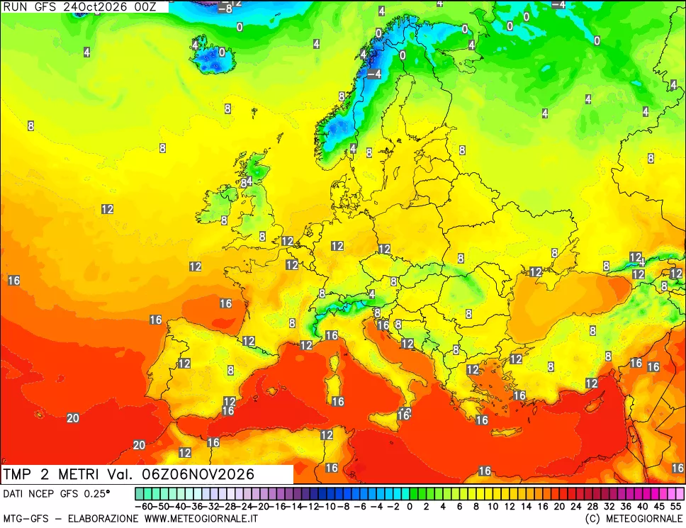 mappa Temp 2 metri