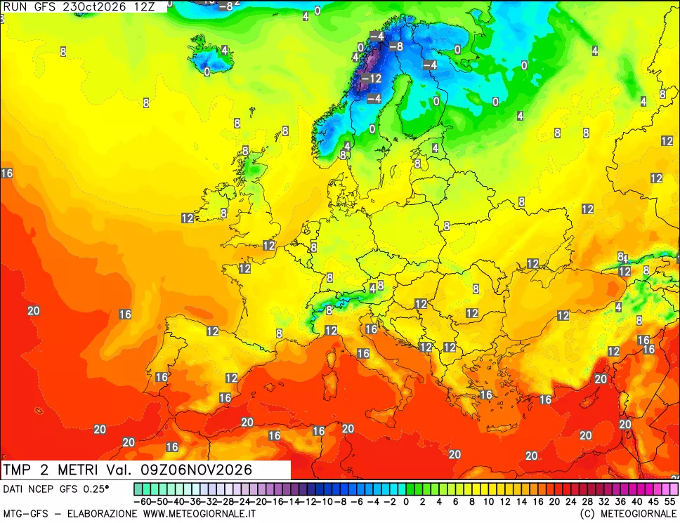 mappa Temp 2 metri