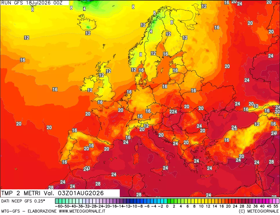 mappa Temp 2 metri