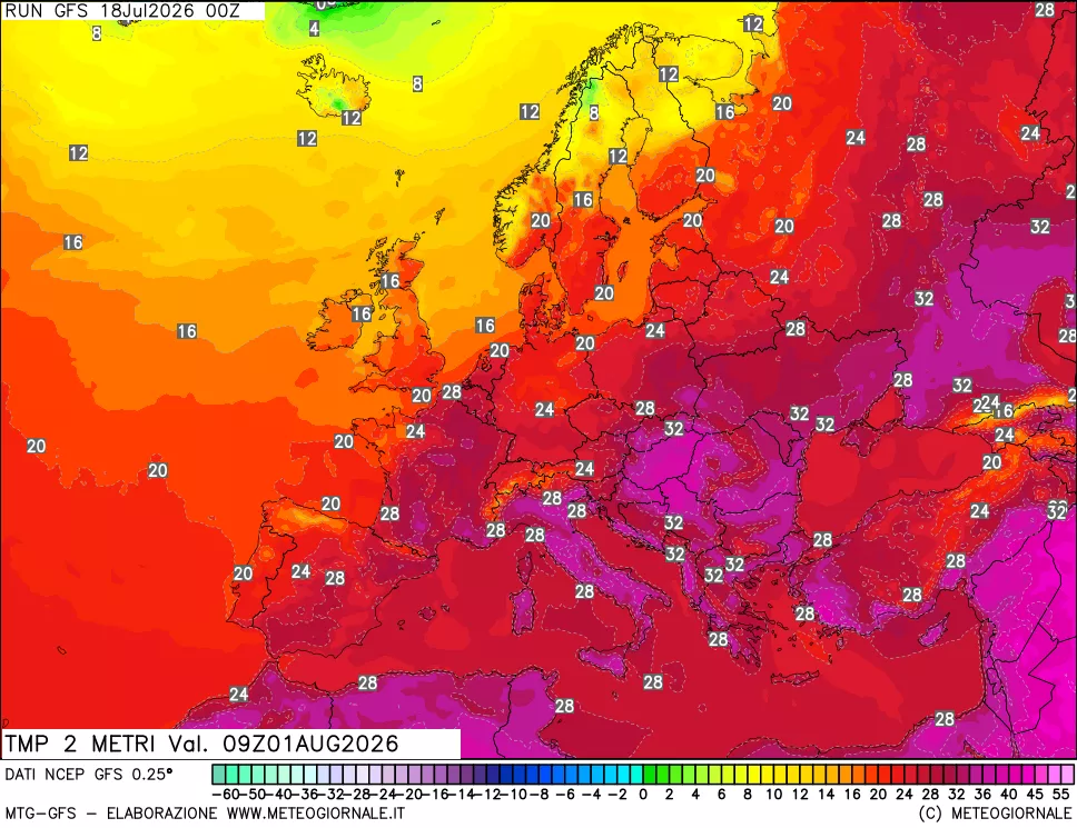 mappa Temp 2 metri
