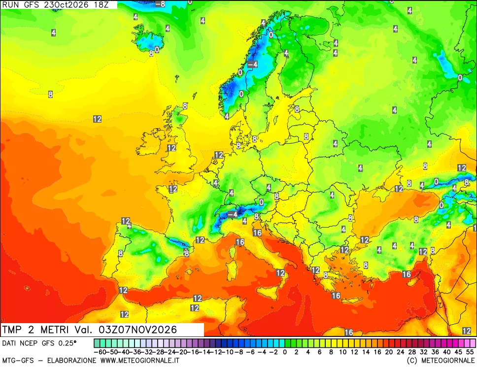 mappa Temp 2 metri