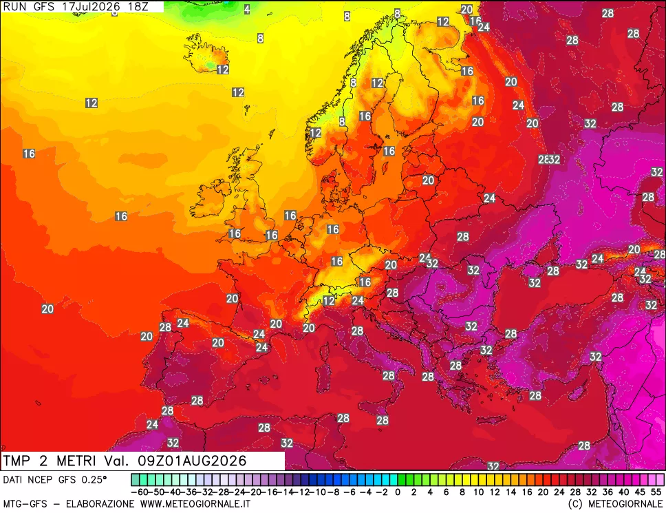 mappa Temp 2 metri
