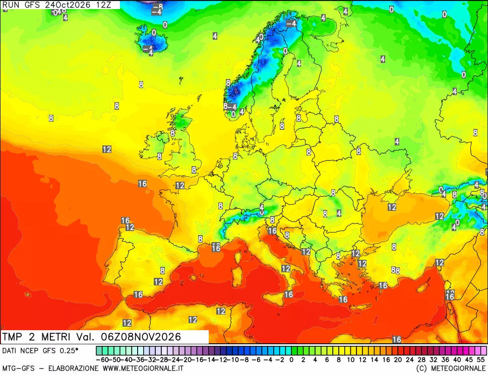 mappa Temp 2 metri