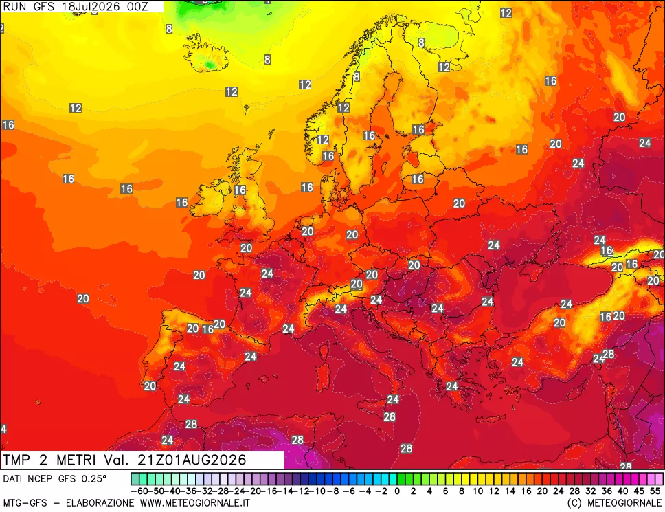 mappa Temp 2 metri
