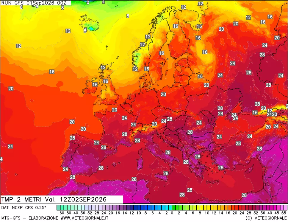 mappa Temp 2 metri