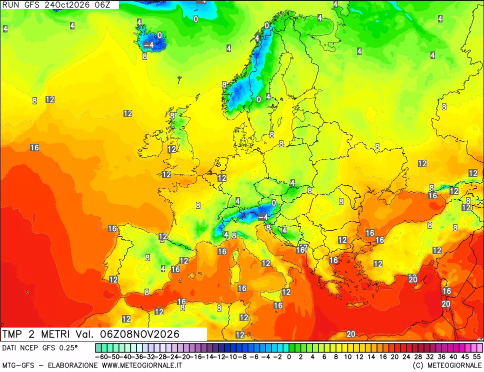 mappa Temp 2 metri
