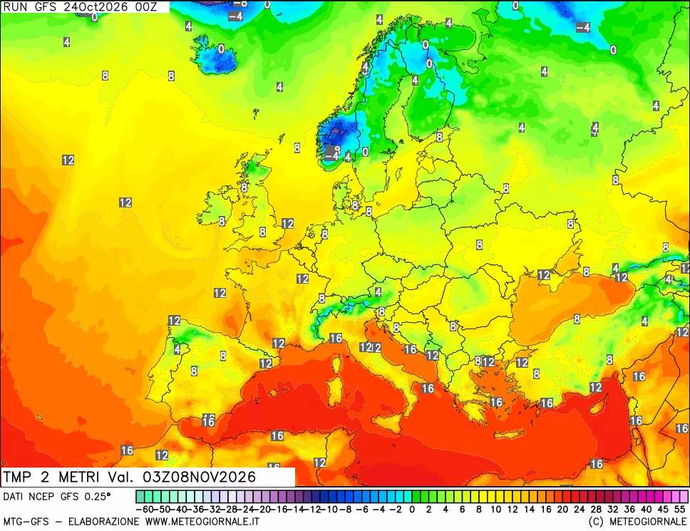 mappa Temp 2 metri