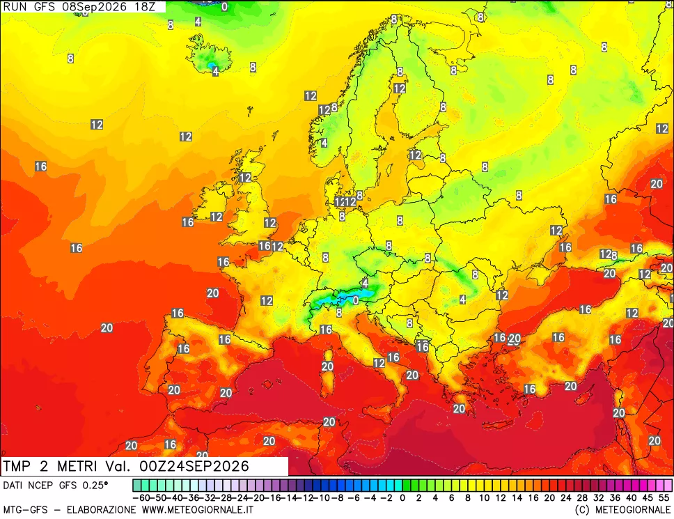 mappa Temp 2 metri