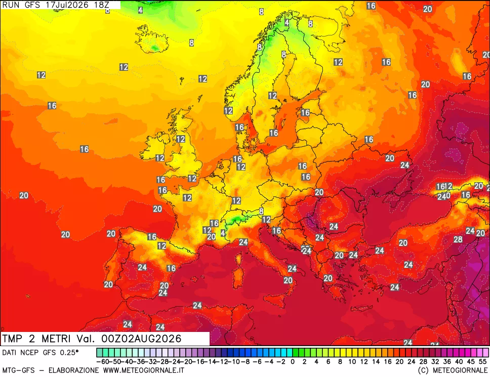 mappa Temp 2 metri